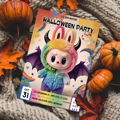 Editable Labubu Halloween Party Invitation - CreativeRino