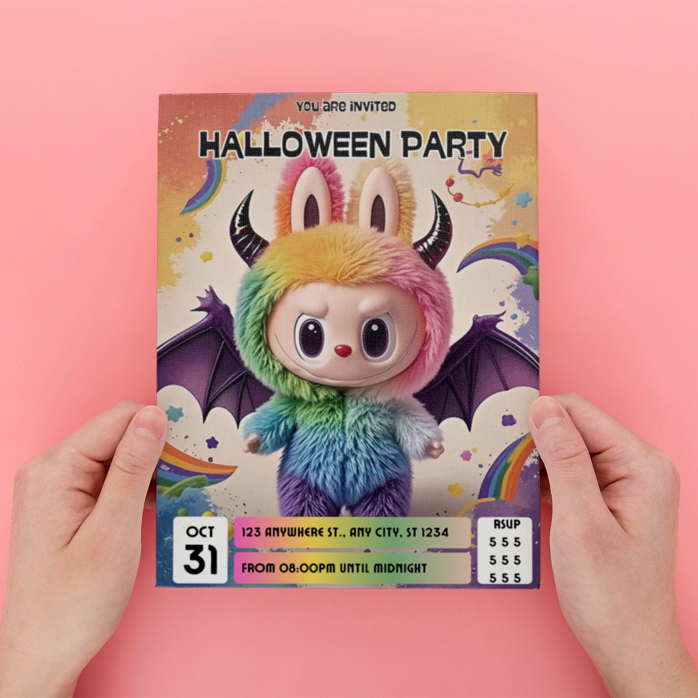 Editable Labubu Halloween Party Invitation - CreativeRino