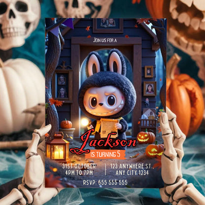 Labubu Halloween Birthday Party Invitation - CreativeRino