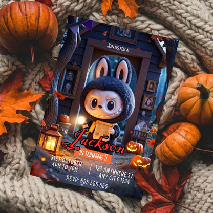 Labubu Halloween Birthday Party Invitation - CreativeRino