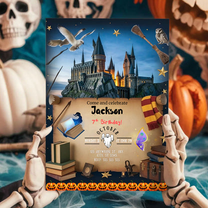 Harry Potter Halloween Birthday Party Invitation - CreativeRino