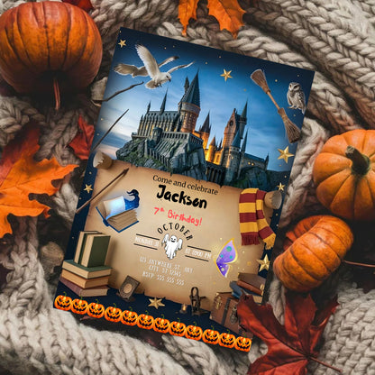 Harry Potter Halloween Birthday Party Invitation - CreativeRino