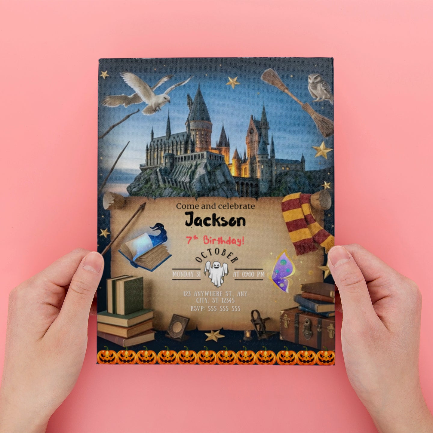 Harry Potter Halloween Birthday Party Invitation - CreativeRino