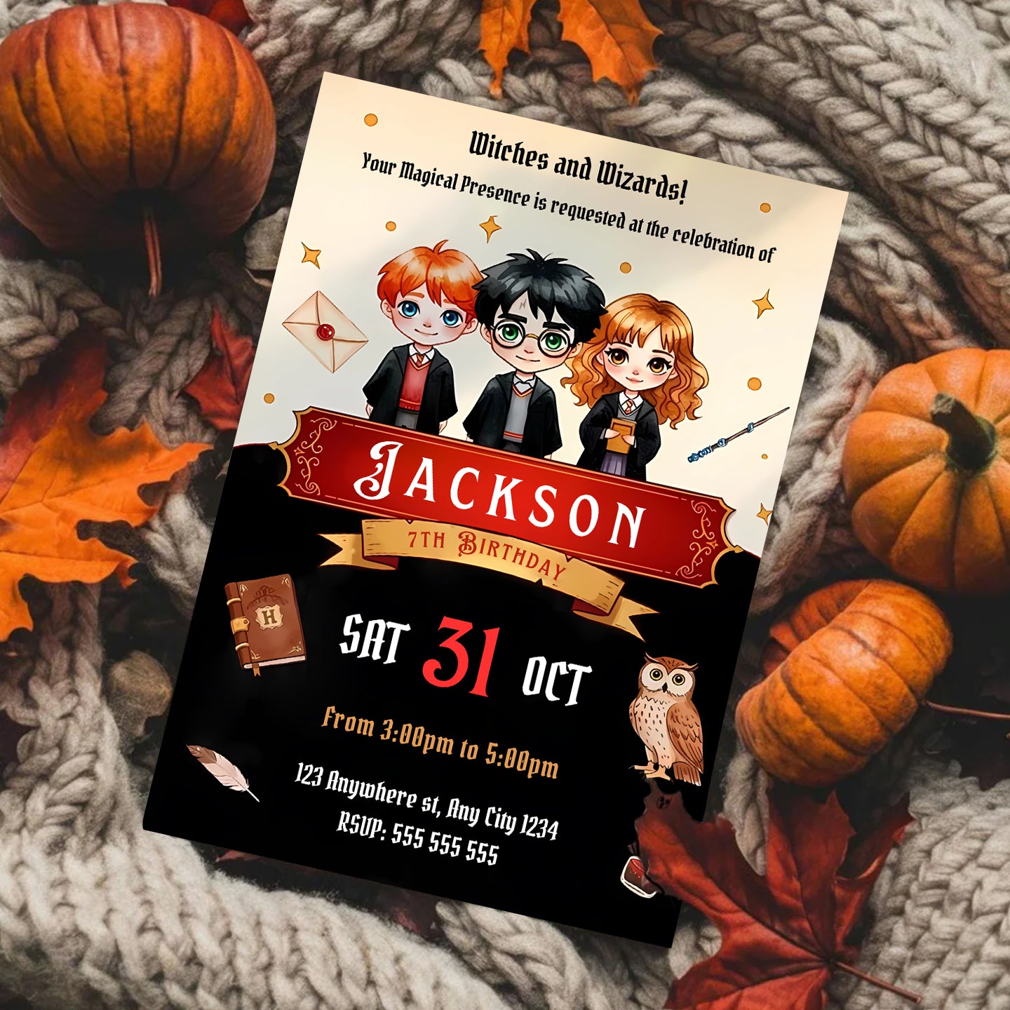 Harry Potter Halloween Birthday Invitation - CreativeRino