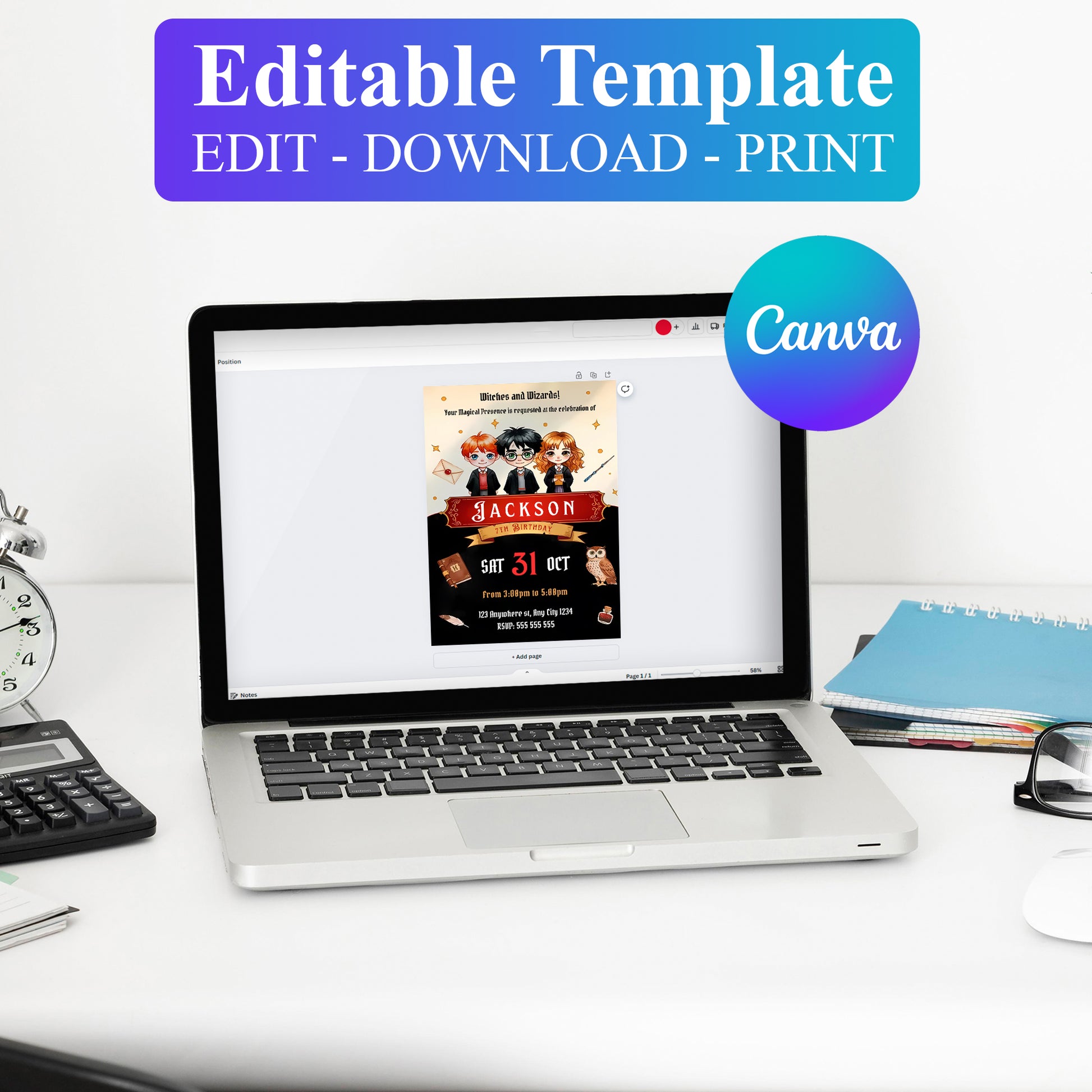 Harry Potter Halloween Birthday Invitation - CreativeRino