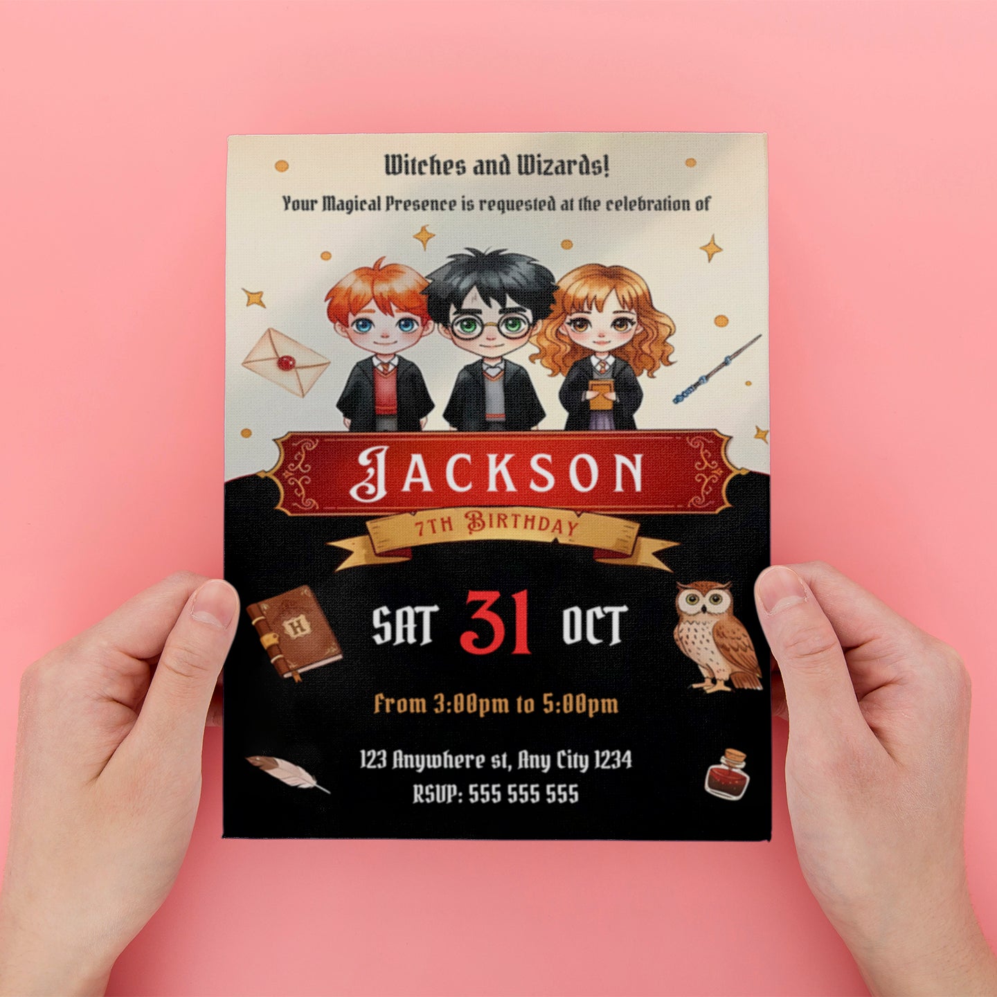 Harry Potter Halloween Birthday Invitation - CreativeRino