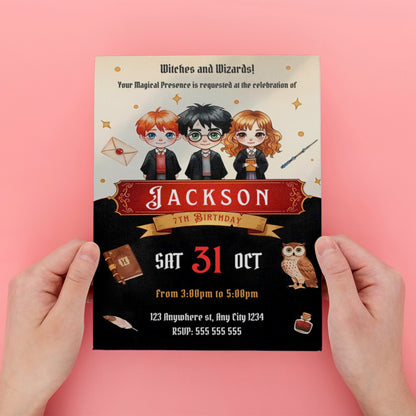 Harry Potter Halloween Birthday Invitation - CreativeRino