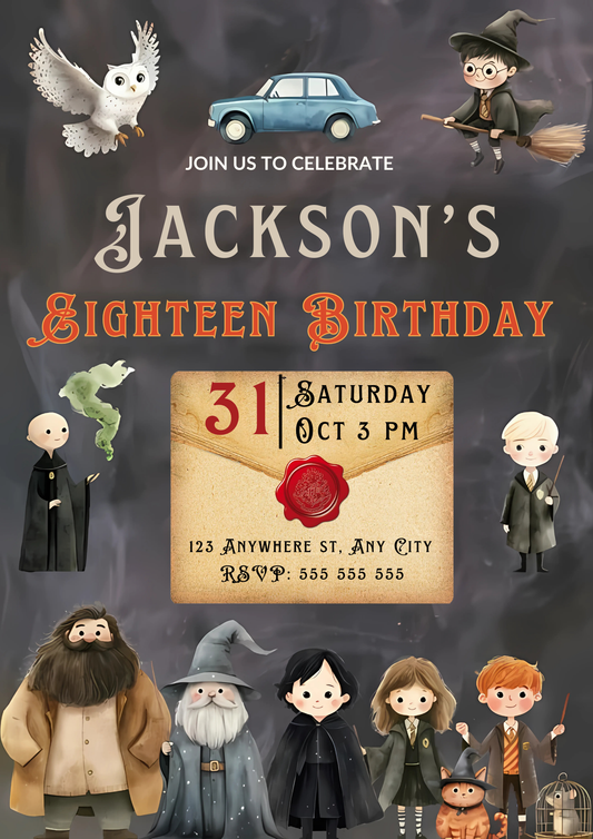Editable Harry Potter Halloween Party Invitation - CreativeRino