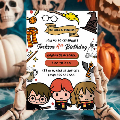 Editable Harry Potter Halloween Party Invitation Template - CreativeRino