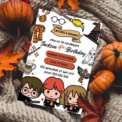 Editable Harry Potter Halloween Party Invitation Template - CreativeRino