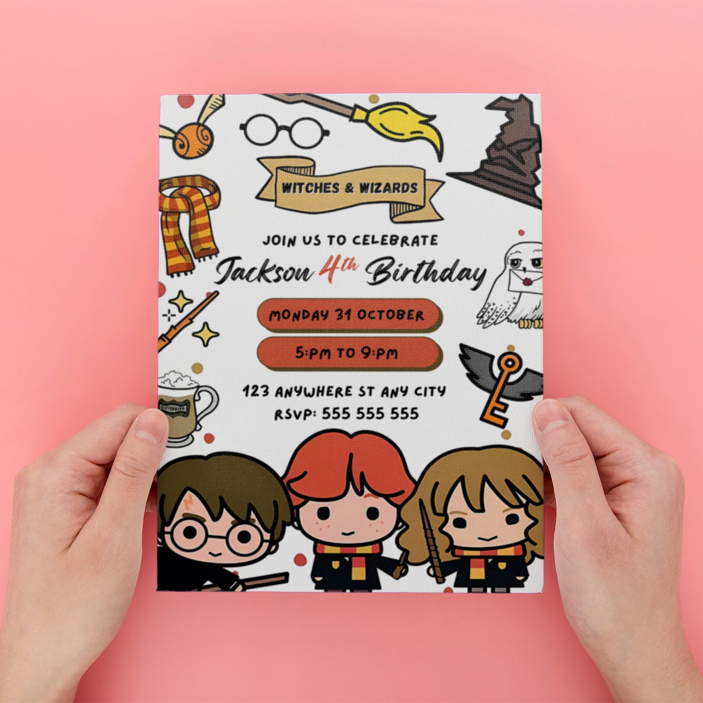 Editable Harry Potter Halloween Party Invitation Template - CreativeRino