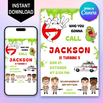 Ghostbusters Halloween Birthday Party Invitation - CreativeRino