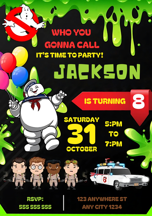 Ghostbusters Halloween Birthday Invitation - CreativeRino