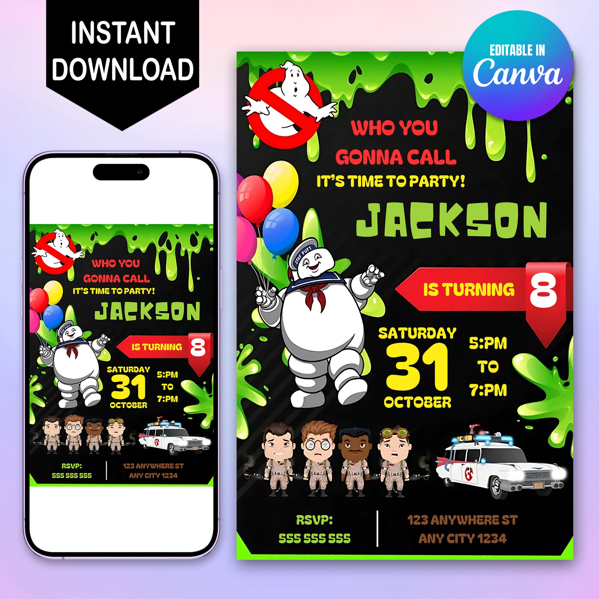 Ghostbusters Halloween Birthday Invitation - CreativeRino