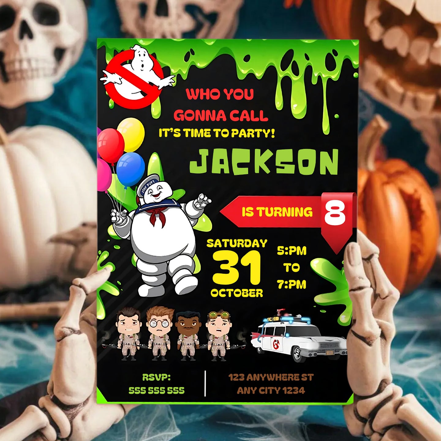Ghostbusters Halloween Birthday Invitation - CreativeRino