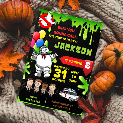Ghostbusters Halloween Birthday Invitation - CreativeRino