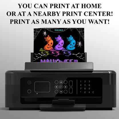 Bat Cat Halloween Party Invitation - CreativeRino