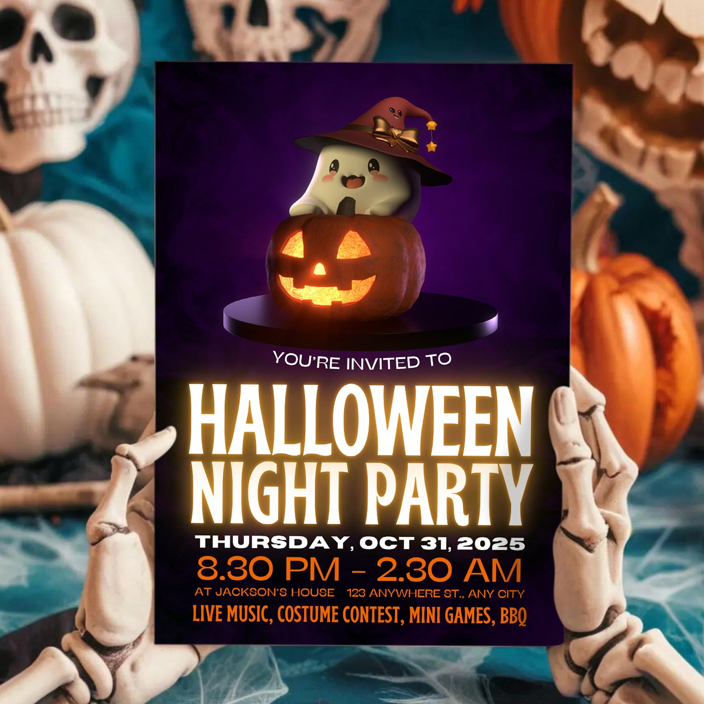 Ghost Pumpkin Halloween Party Invitation - CreativeRino