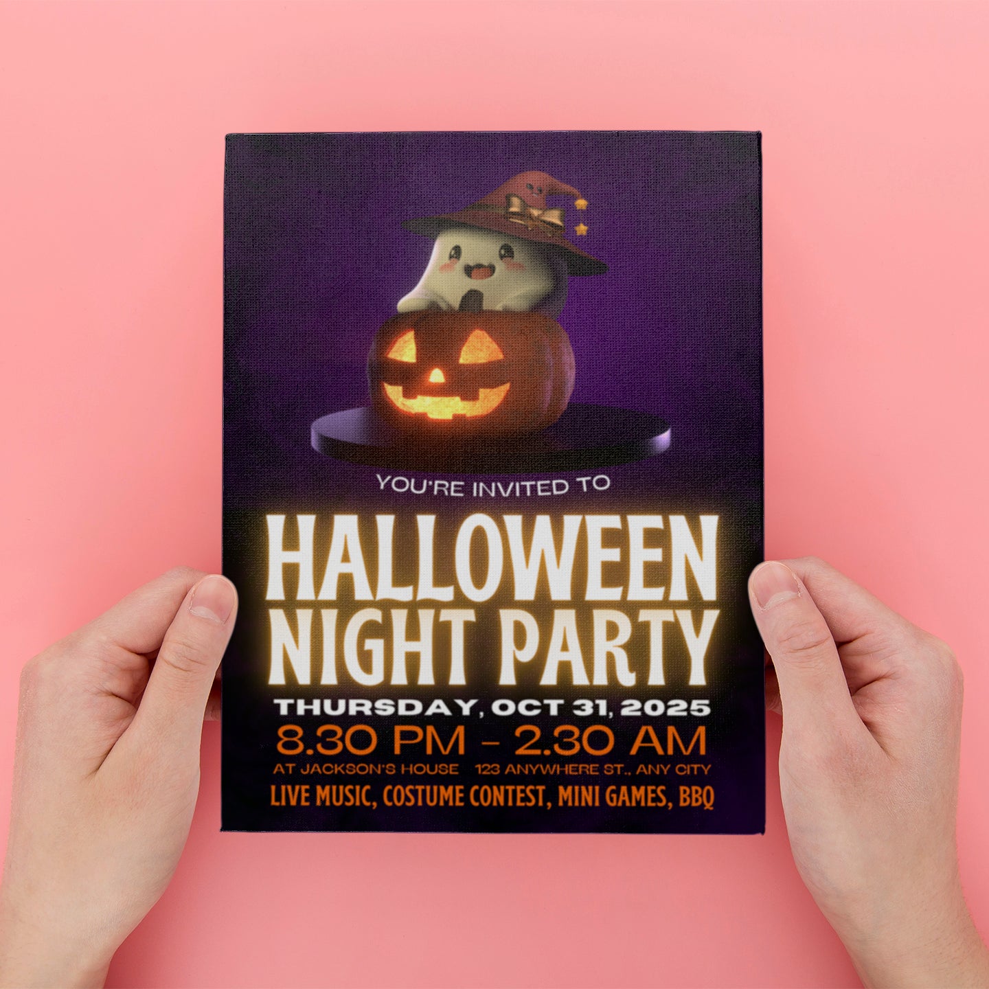 Ghost Pumpkin Halloween Party Invitation - CreativeRino
