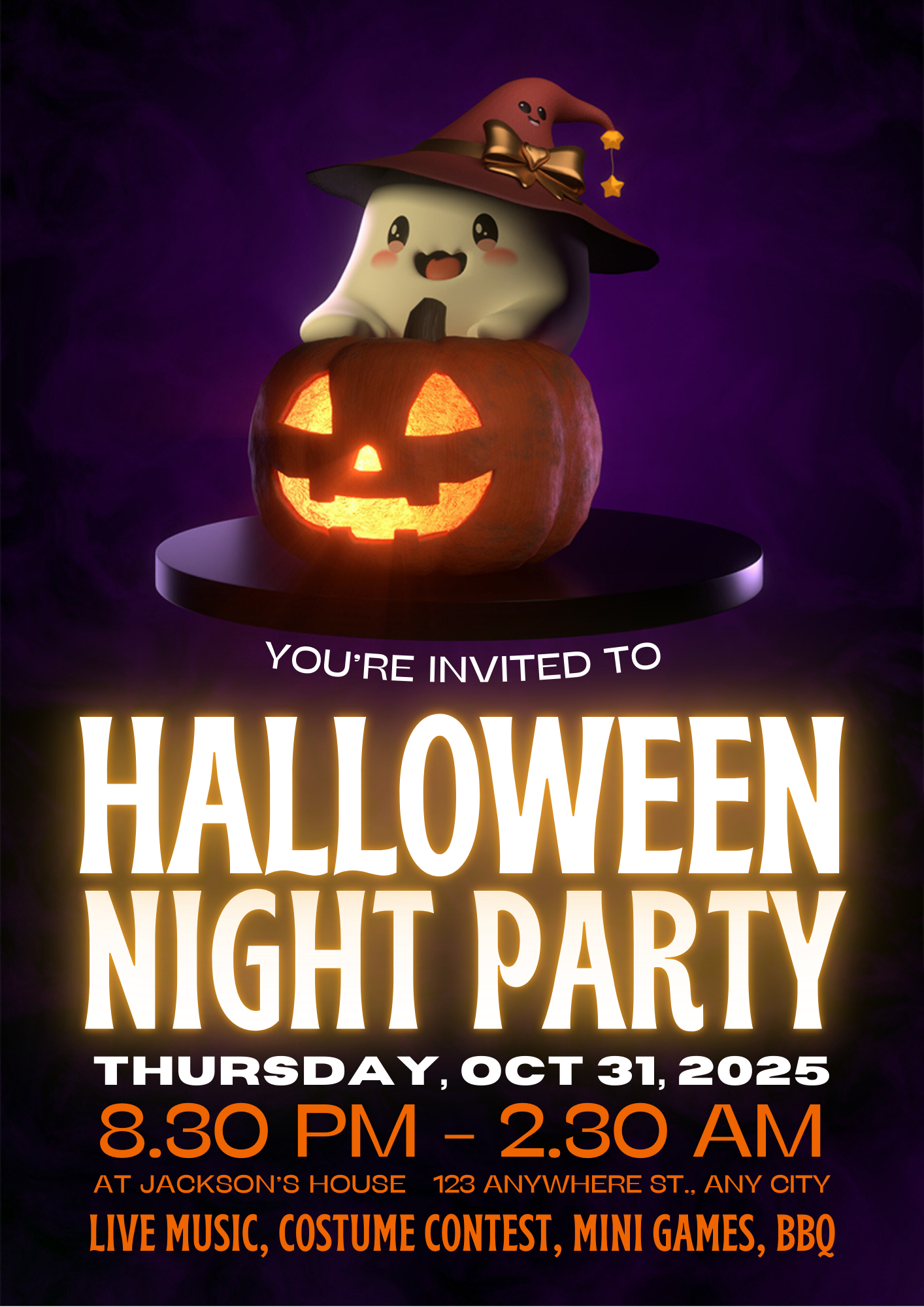 Ghost Pumpkin Halloween Party Invitation - CreativeRino