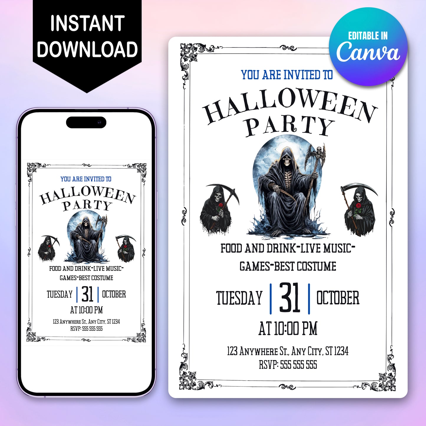 Grim Reaper Halloween Invitation - CreativeRino