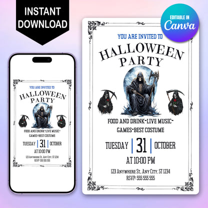 Grim Reaper Halloween Invitation - CreativeRino