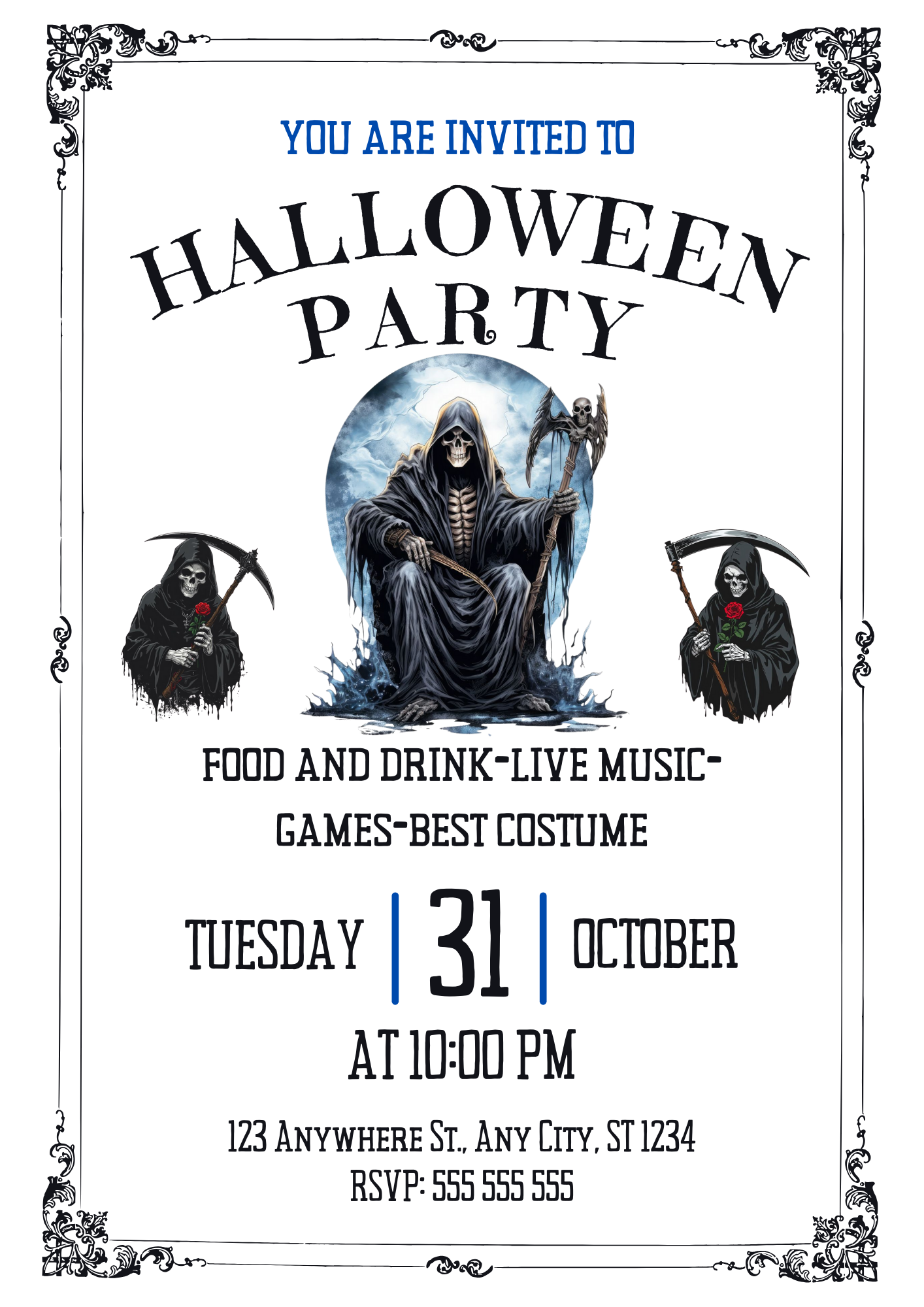 Grim Reaper Halloween Invitation - CreativeRino