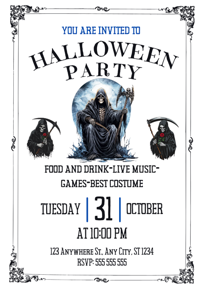 Grim Reaper Halloween Invitation - CreativeRino