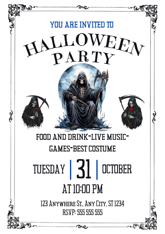 Grim Reaper Halloween Invitation - CreativeRino