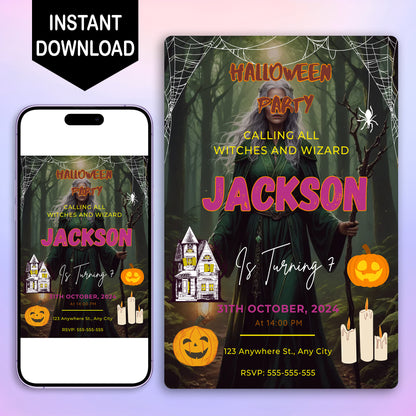 Halloween Birthday Party Invitation Template - CreativeRino