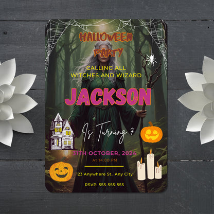 Halloween Birthday Party Invitation Template - CreativeRino