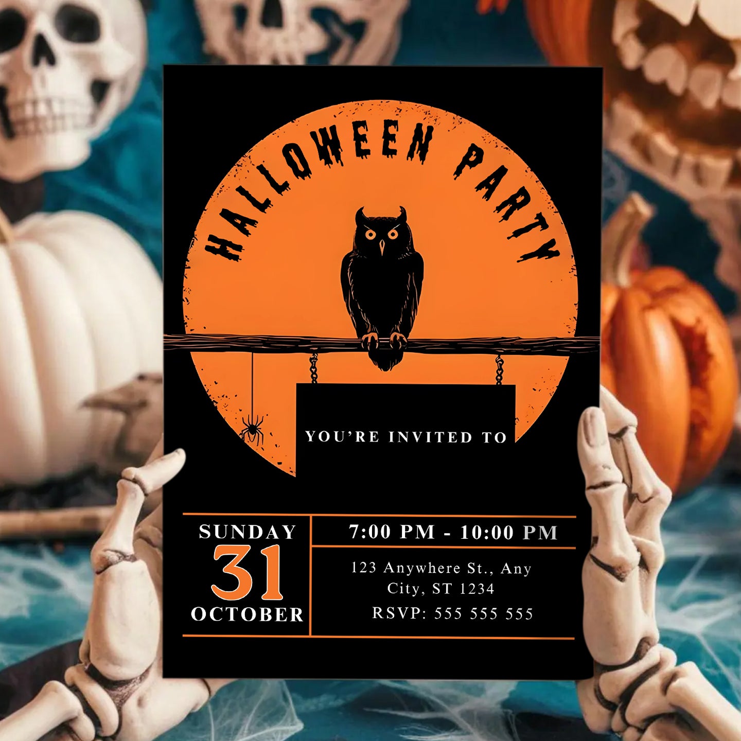 Owl Halloween Party Invitation - CreativeRino