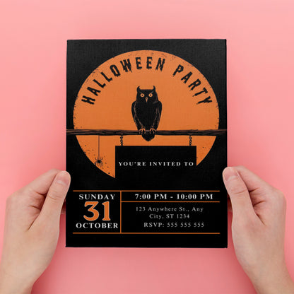 Owl Halloween Party Invitation - CreativeRino