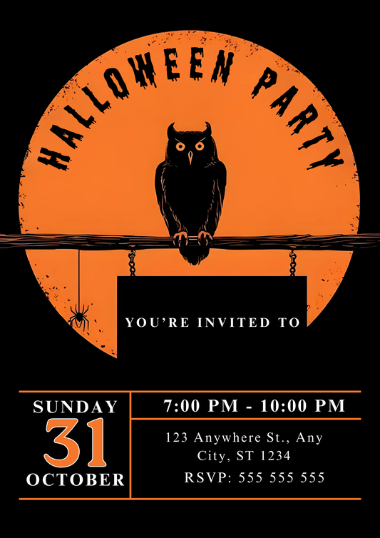Owl Halloween Party Invitation - CreativeRino