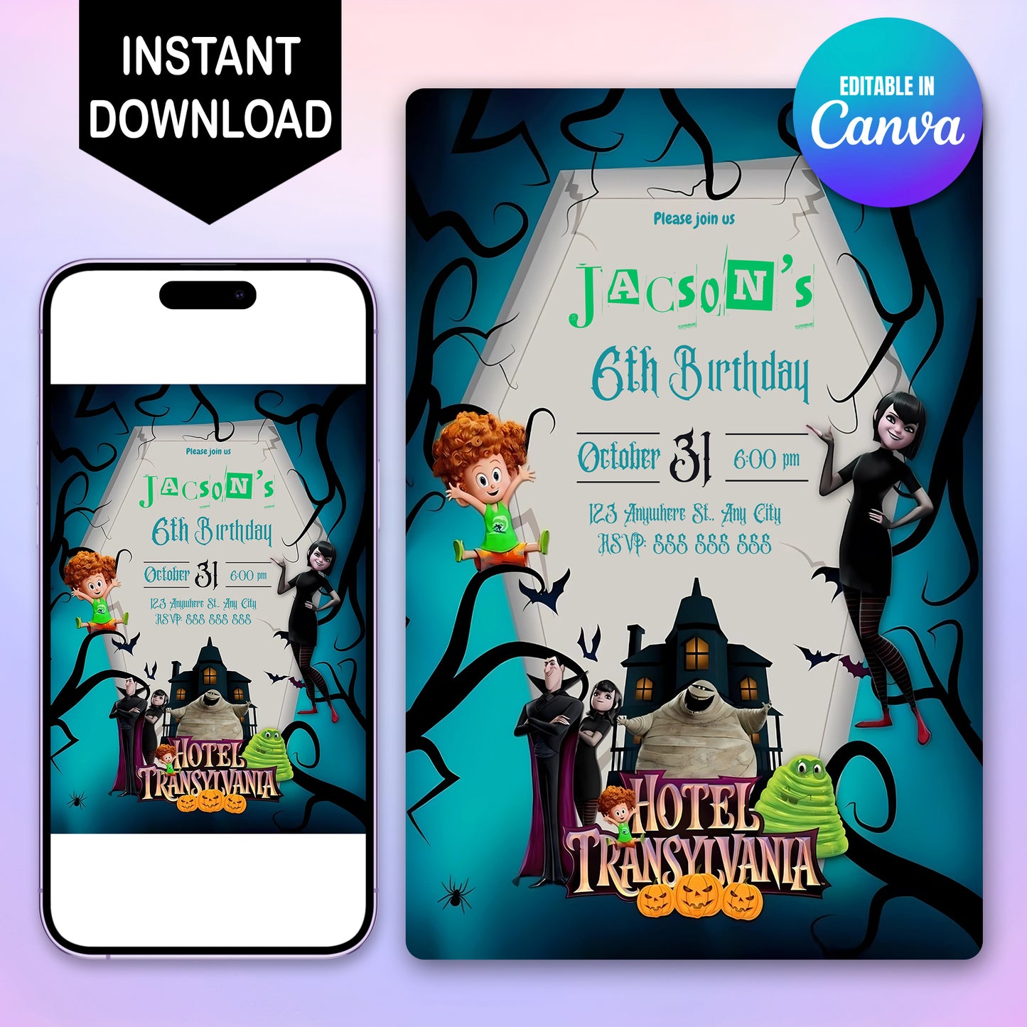 Hotel Transylvania Halloween Birthday Party Invitation - CreativeRino