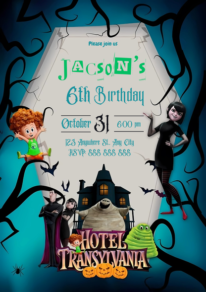 Hotel Transylvania Halloween Birthday Party Invitation - CreativeRino