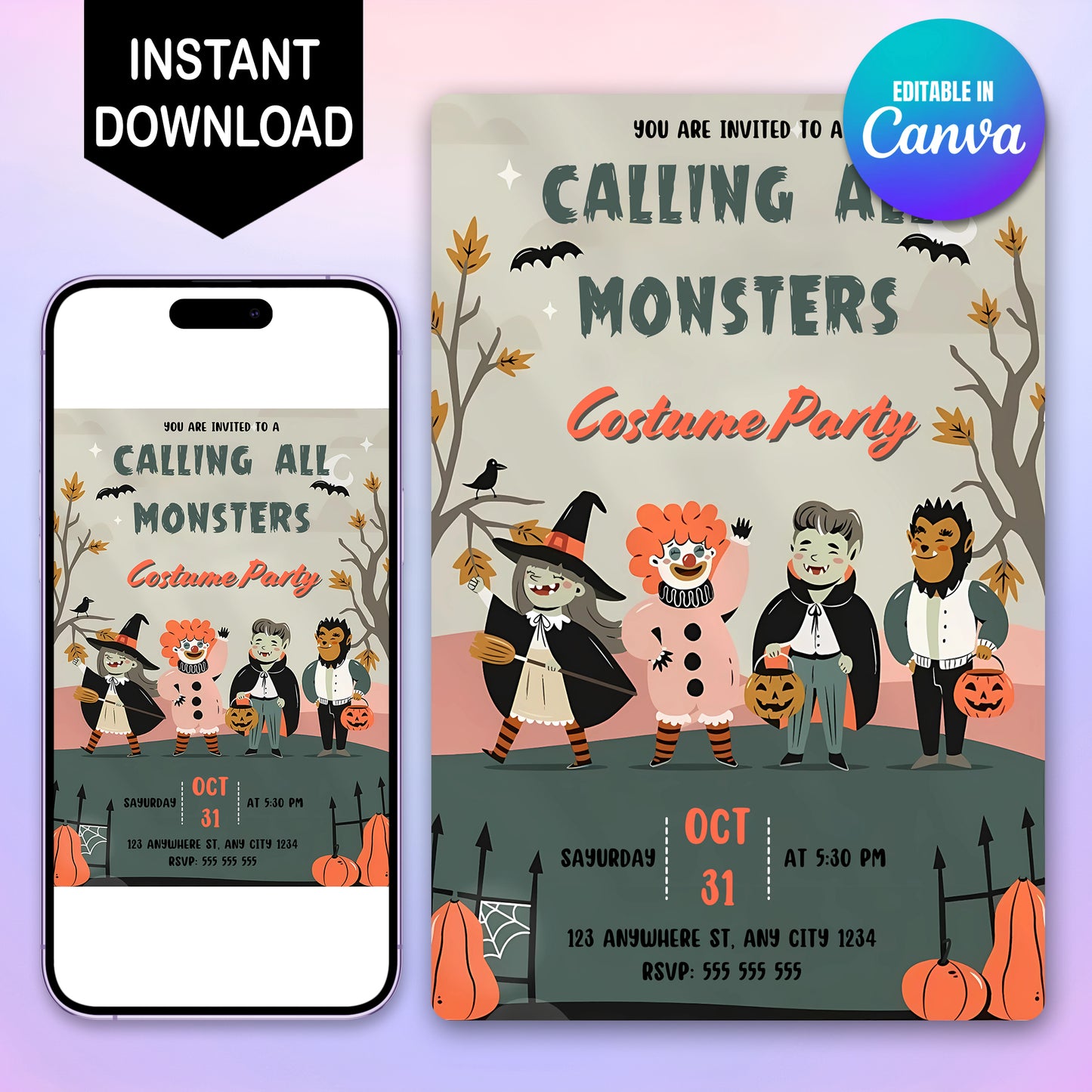 Calling All Monsters Halloween Invitation - CreativeRino