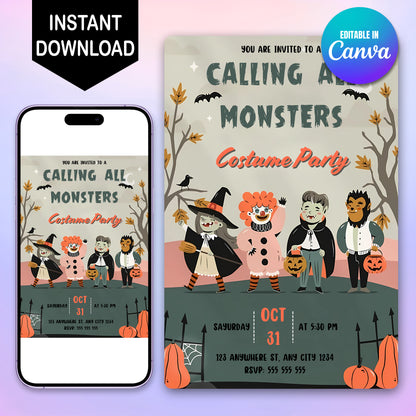 Calling All Monsters Halloween Invitation - CreativeRino
