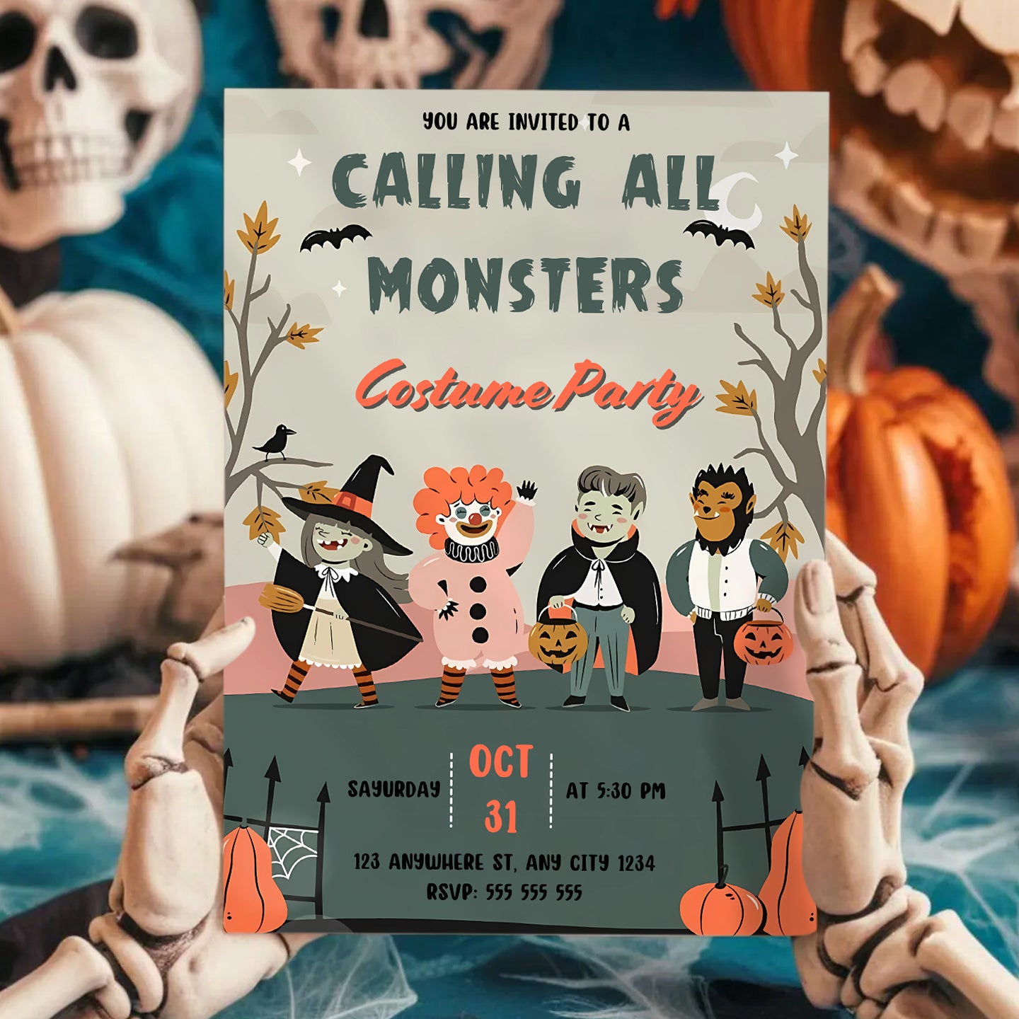 Calling All Monsters Halloween Invitation - CreativeRino