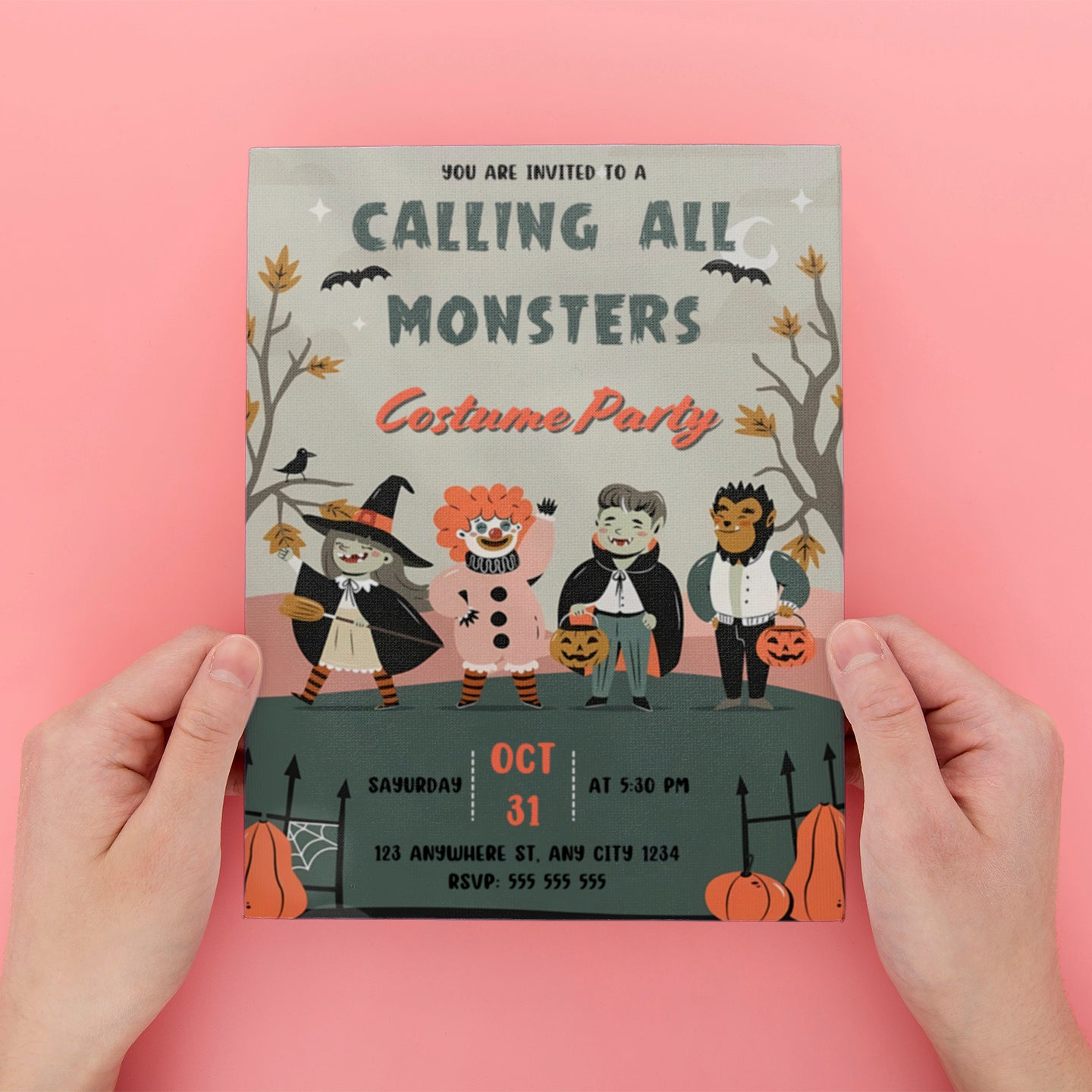 Calling All Monsters Halloween Invitation - CreativeRino
