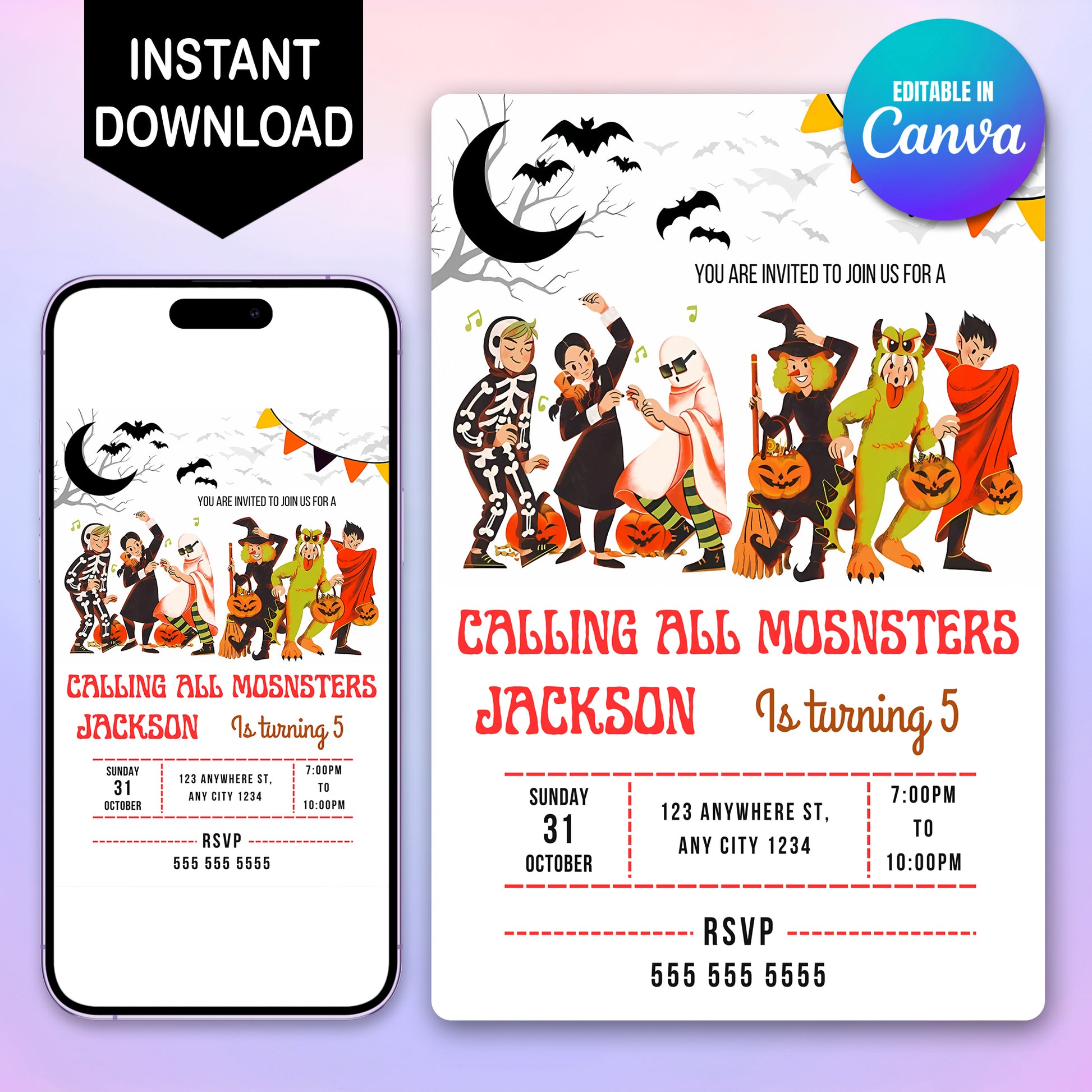 Calling All Monsters Halloween Birthday Invitation - CreativeRino
