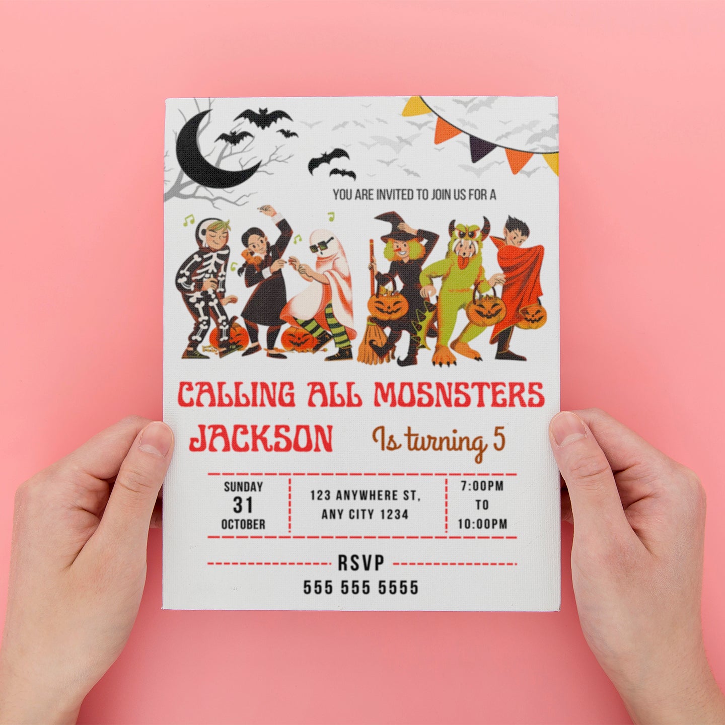 Calling All Monsters Halloween Birthday Invitation - CreativeRino