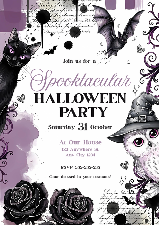 Halloween Owl Invitation - CreativeRino