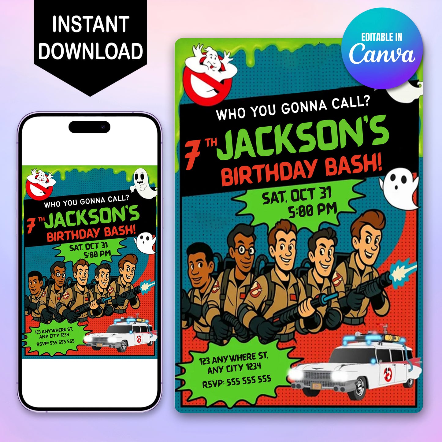 Ghostbusters Halloween Birthday Party Invitation - CreativeRino