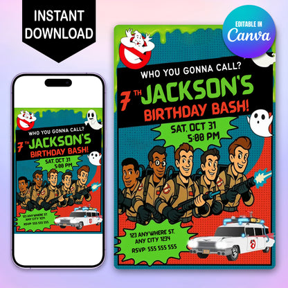 Ghostbusters Halloween Birthday Party Invitation - CreativeRino