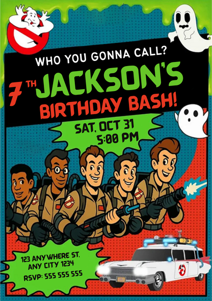 Ghostbusters Halloween Birthday Party Invitation - CreativeRino