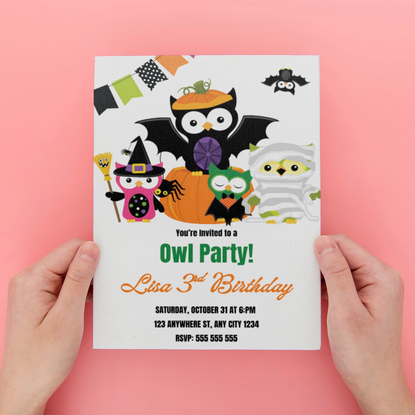 Owl Halloween Birthday Invitation - CreativeRino