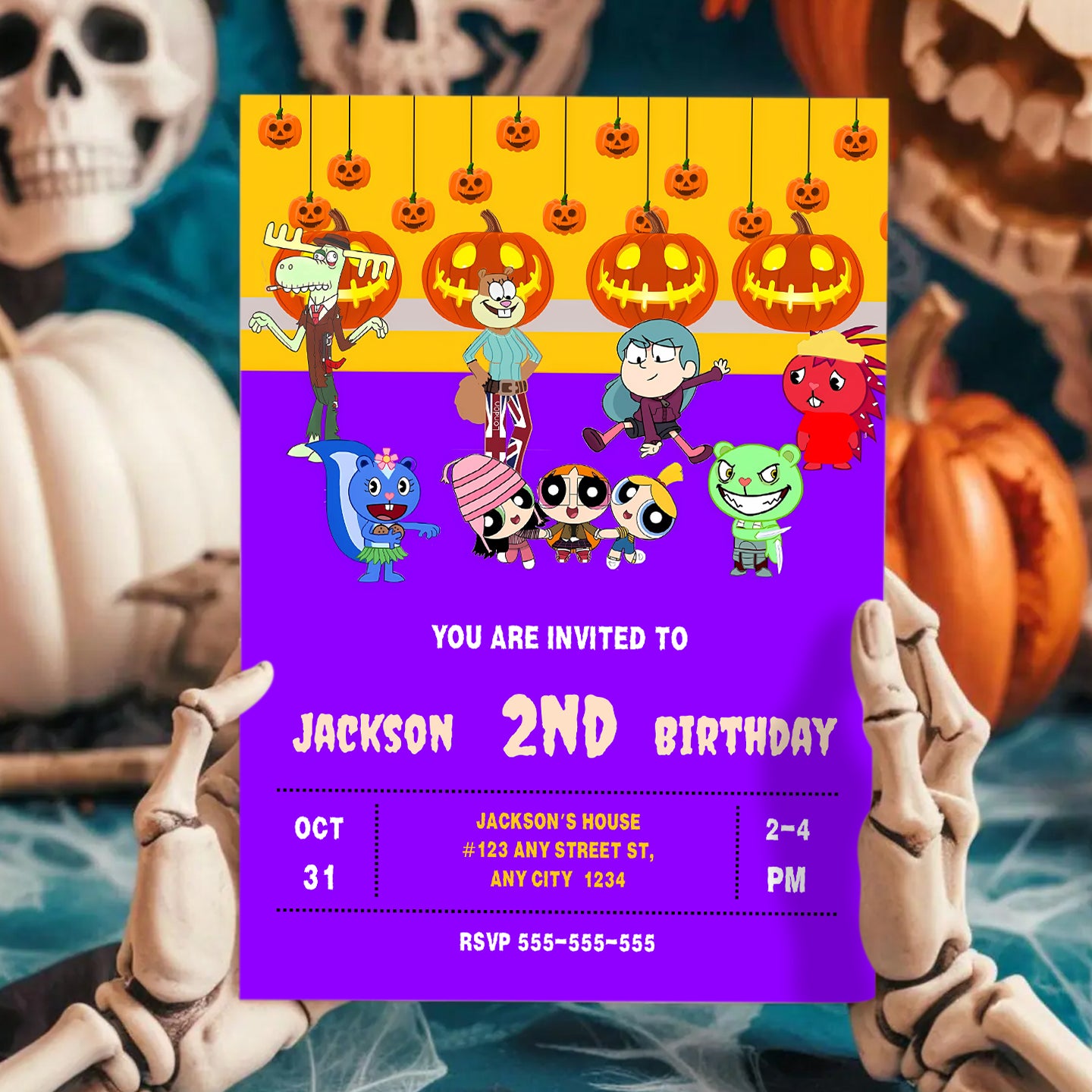 Powerpuff Girls Halloween Birthday Party Invitation - CreativeRino