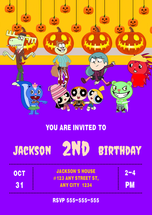 Powerpuff Girls Halloween Birthday Party Invitation - CreativeRino