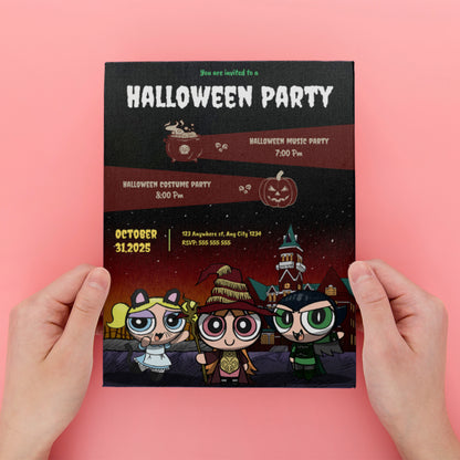 Powerpuff Girls Halloween Birthday Party Invitation - CreativeRino